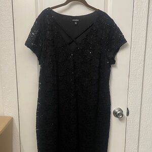 Roz & Ali Black Lace Sequin Midi Dress